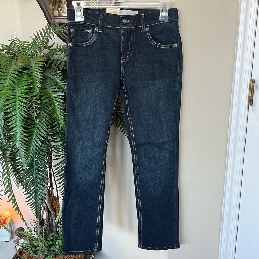 Brand New Levi's 511 Slim Boys Dark Blue Jeans Adjustable Waistband Casual Denim